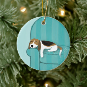 Décoration En Céramique Joyeux chien de canapé   Vacances pour animaux de 