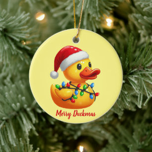 Décoration En Céramique Joyeux Duckmas, Père Noël Caoutchouc Noël