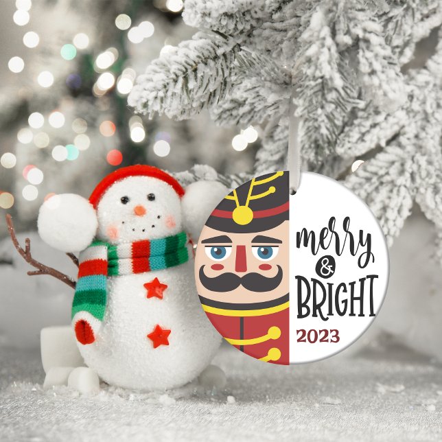 Décoration En Céramique Joyeux et brillant personnalisé (Merry & Bright personalized Ceramic Tree Decoration)