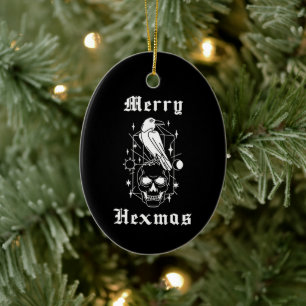 Décoration En Céramique Joyeux Hexmas Sorcier Crâne Éffrayant Witchcraft