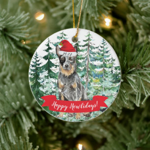 Décoration En Céramique Joyeux Howlidays Australian Cattle Dog Christmas