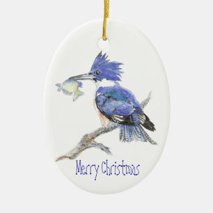 Décoration En Céramique Joyeux Kingfisher Belge de Noël - Oiseau, Nature