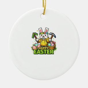 Décoration En Céramique Joyeux Lapin de Pâques Œuf Gamer Jeu Vidéo Enfants