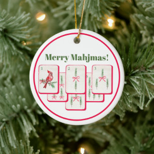 Décoration En Céramique Joyeux Mahjmas Mahjong Noël Bam Tuiles