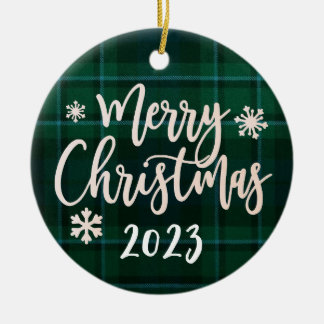 Décoration En Céramique Joyeux Noël 2023 Green Plaid