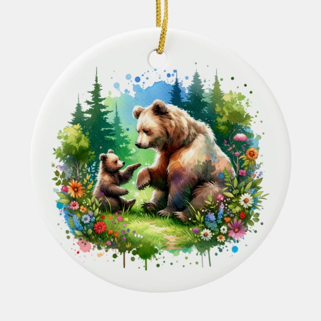 Décoration En Céramique Joyeux Noël à l'ours (Devant)