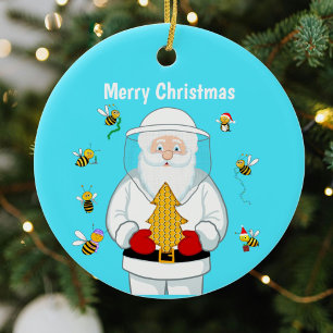 Décoration En Céramique Joyeux Noël Apiculteur Rucher Père Noël avec Abeil