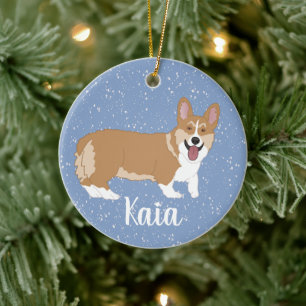 Décoration En Céramique Joyeux Noël Corgi