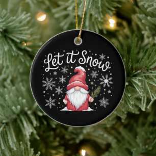 Décoration En Céramique Joyeux Noël Cute Gnome Que la neige d'hiver