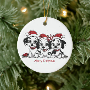 Décoration En Céramique Joyeux Noël Dalmatiens