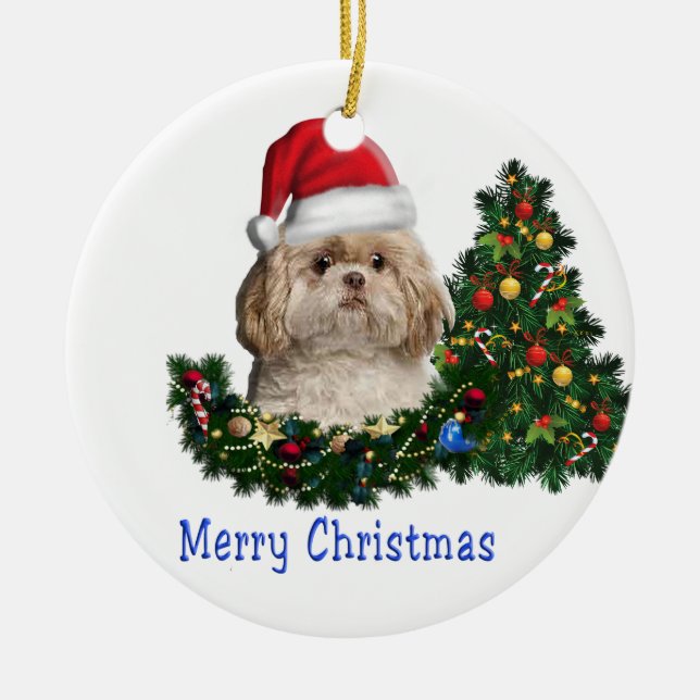 Décoration En Céramique Joyeux Noël de Chien mignon (Devant)