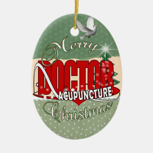 DÉCORATION EN CÉRAMIQUE JOYEUX NOËL DE DOCTEUR ACUPUNCTURE (Devant)
