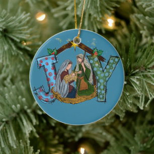 Décoration En Céramique Joyeux Noël de la Nativité