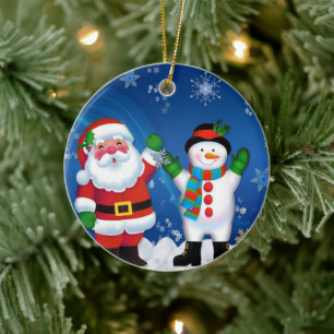 Décoration En Céramique Joyeux Noël et Snowman