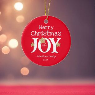 Décoration En Céramique Joyeux Noël Joie Simple Élégant Rouge