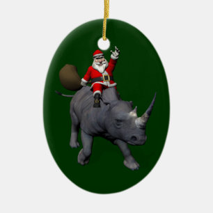 Décoration En Céramique Joyeux Noël On Rhino Rhinoceros