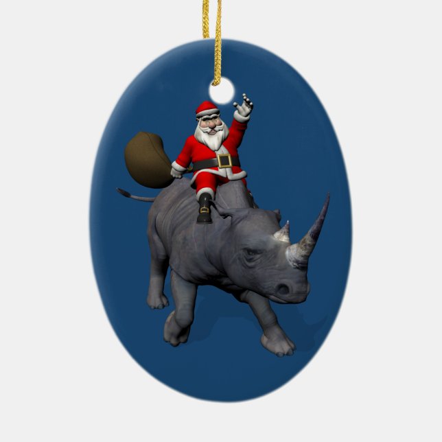 Décoration En Céramique Joyeux Noël On Rhino Rhinoceros (Dos)