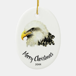Décoration En Céramique Joyeux Noël personnalisé daté aigle chauve hibou o