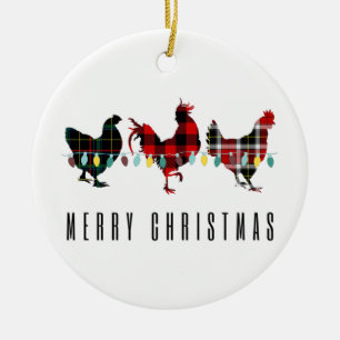 Décoration En Céramique Joyeux Noël Poulet Plaid Noël