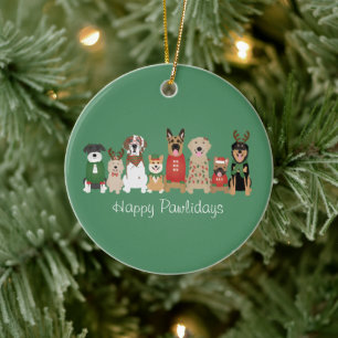 Décoration En Céramique Joyeux Pawlidays Chiens Red Green