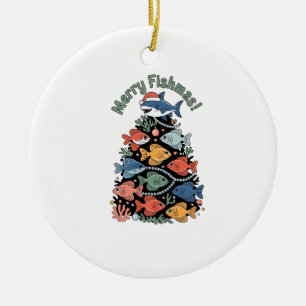 Décoration En Céramique Joyeux Poissons de Noël Poisson Drôle Pêche