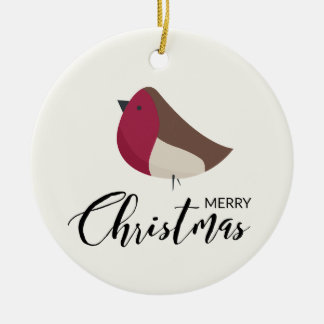 Décoration En Céramique Joyeux Robins de Noël et Red Bow Arched