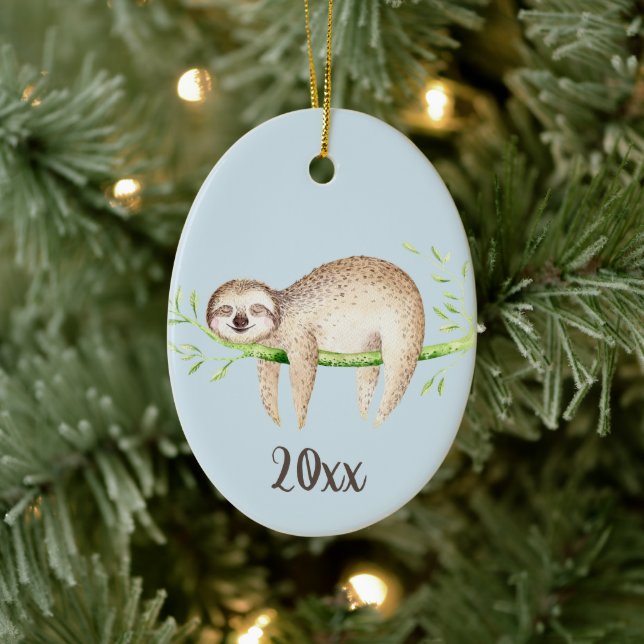 Décoration En Céramique Joyeux Sloth personnalisable Keepsaké (Arbre)