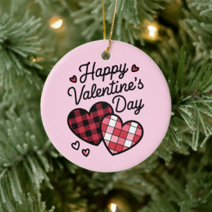 Décoration En Céramique Joyeux Valentines Jour léopard Plaid Coeur d'amour