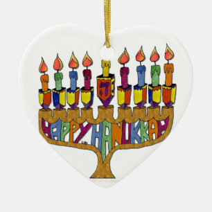 Décoration En Céramique Judaica Happy Hanukkah