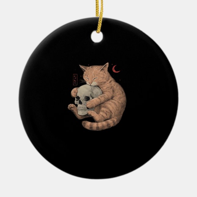 Décoration En Céramique Jusqu'à la mort Faites-nous la fête Chat Crâne cla (Devant)