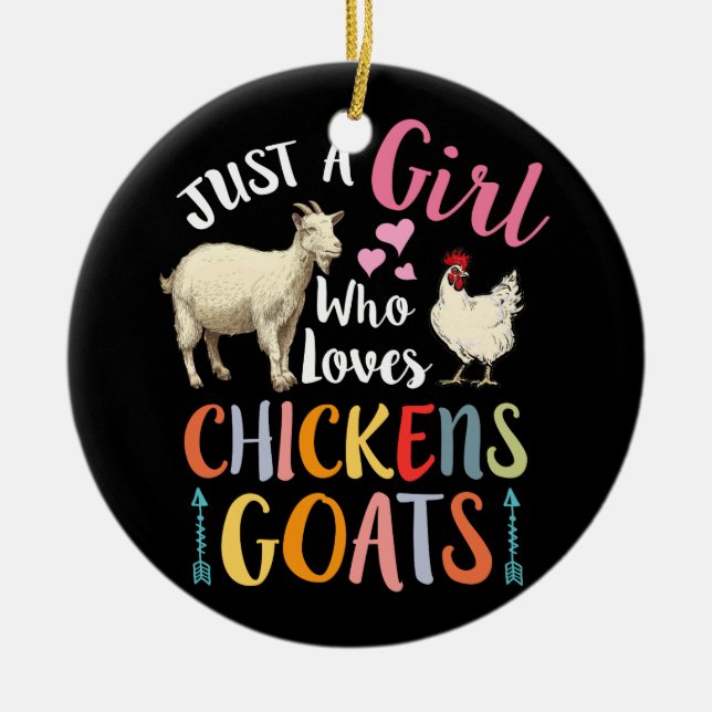 Décoration En Céramique Juste Une Fille Qui Aime Les Poulets Chèvres Agric (Devant)