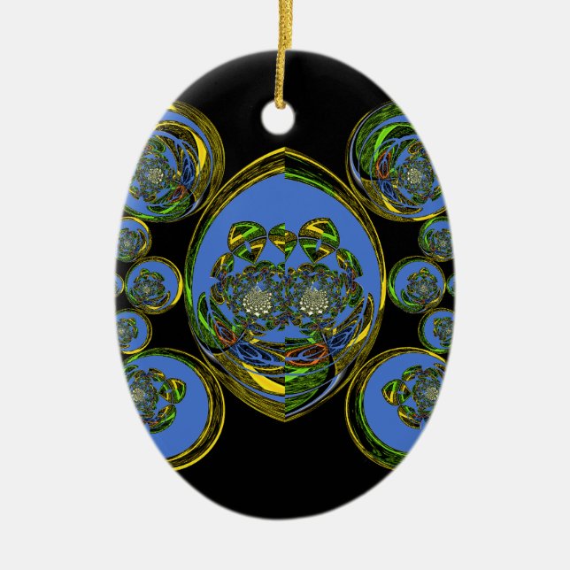 Décoration En Céramique Kaleidoscope bleu et jaune Imprimer (Devant)