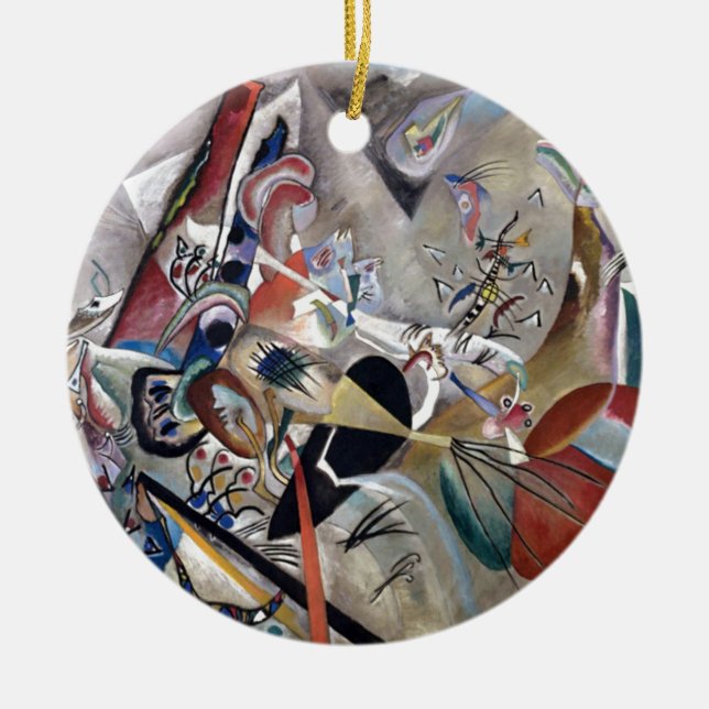 Décoration En Céramique Kandinsky En Gris Oeuvre Abstraite (Devant)