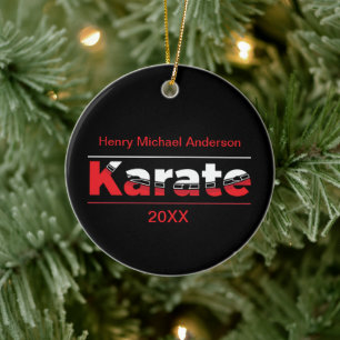 Décoration En Céramique Karate Martial Arts Rouge