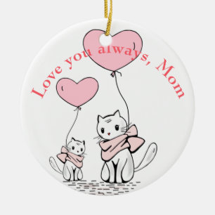 Décoration En Céramique Kawaii Maman Chat & Kitten Personnalisé