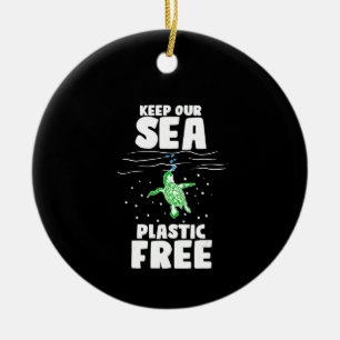 Décoration En Céramique Keep Our Sea Plastic Free Save Sea Turtles Marine