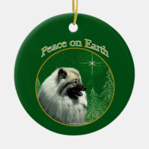 Décoration En Céramique Keeshond Porte - clé de la paix