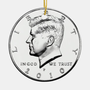 DÉCORATION EN CÉRAMIQUE KENNEDY DEMI DOLLAR