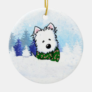 Décoration En Céramique KiniArt Westie Chien Noël