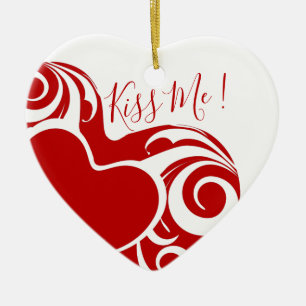 Décoration En Céramique Kiss Me Love Coeur Valentines Décor