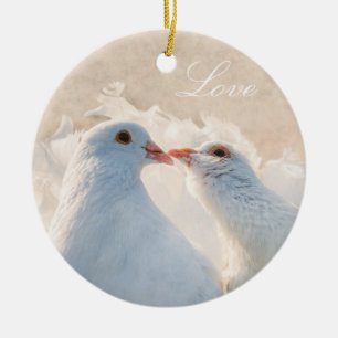 Décoration En Céramique Kissing Doves - Amour