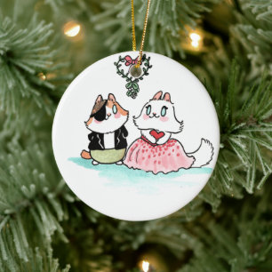 Décoration En Céramique Kit et Angora sous le faux-pied