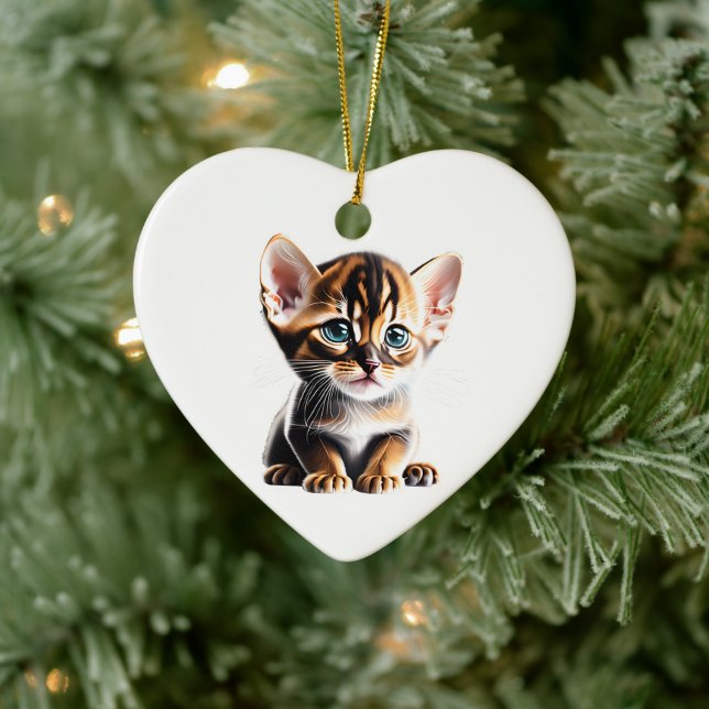 Décoration En Céramique Kitten Abyssinien Personnalisé (Arbre)