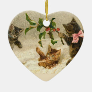 Décoration En Céramique Kitties Vintages dans l'ornement de Noël de la ne