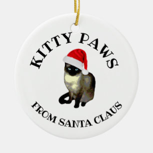Décoration En Céramique Kitty Paws de Santa Claus Cute Siamese Chat