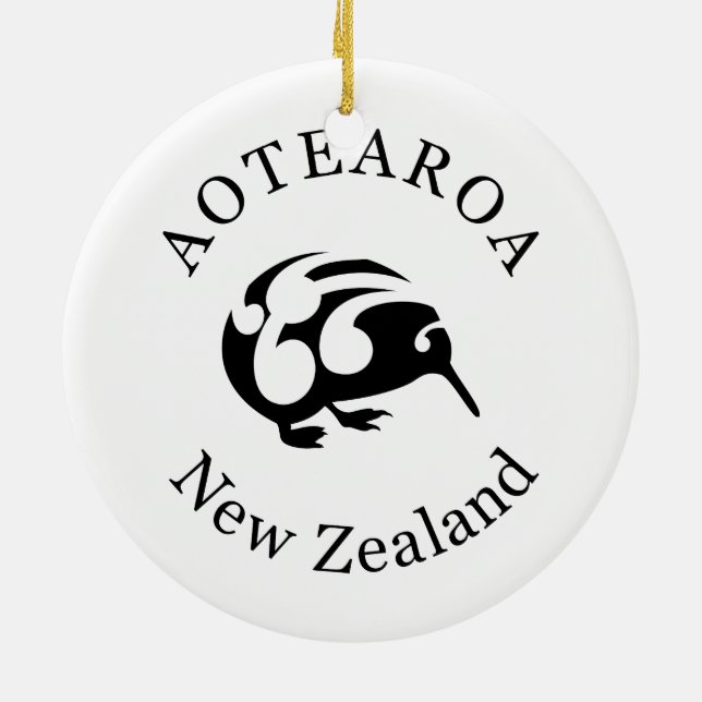 Décoration En Céramique KIWI noir avec Koru (Dos)