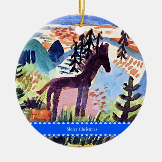Décoration En Céramique Klee - Le Cheval, Joyeux Noël, (Devant)