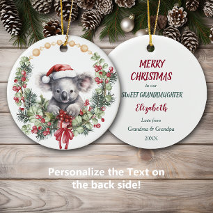 Décoration En Céramique Koala Bear Wreath Grand-fille Noël