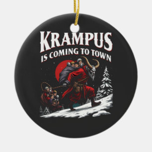 Décoration En Céramique Krampus arrive à Town Krampus Noël