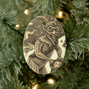 DÉCORATION EN CÉRAMIQUE KRAMPUS & ENFANTS NAUGHTY, HISTOIRE DE NOËL CRAYAN